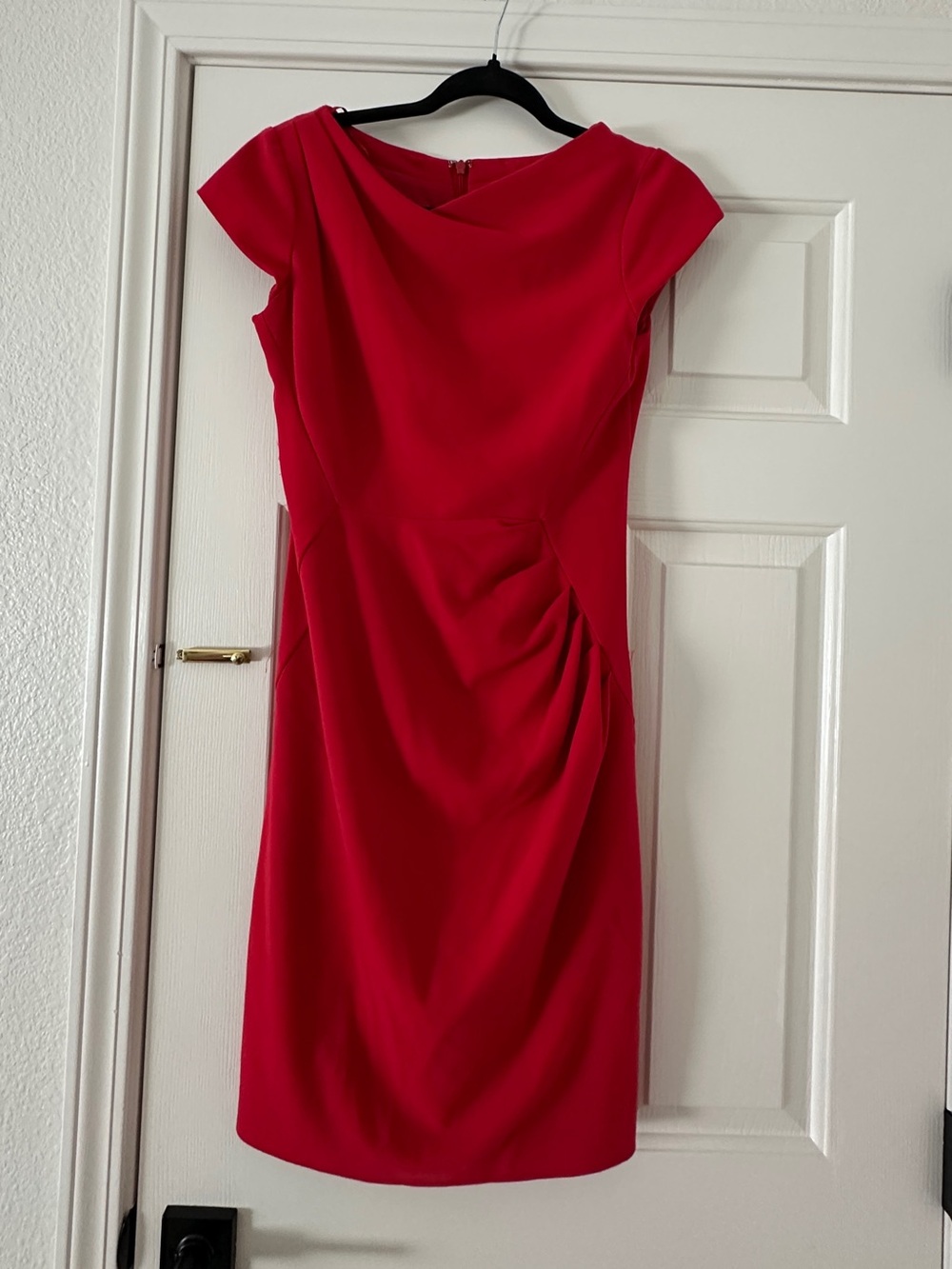 LK Bennett Red Cap-Sleeve Midi Sheath Dress